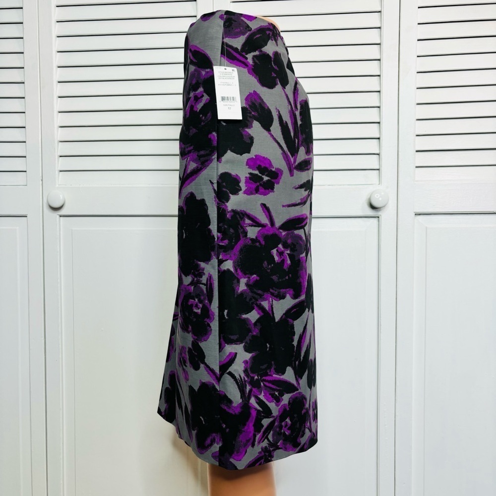 New LORD & TAYLOR Gray Purple Floral Pencil Skirt Size 12 - Picture 4 of 8